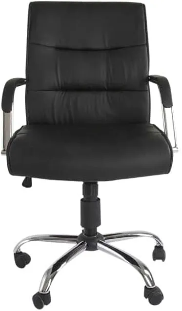 Mahmayi Nova 2203 Low Back PU Leather Ergonomic Chair Computer Chair with Thick Padded Armrest & Lumbar Support for Home & Office, PU Leather Executive Chair, Ergonomic Computer Desk Chair - Black