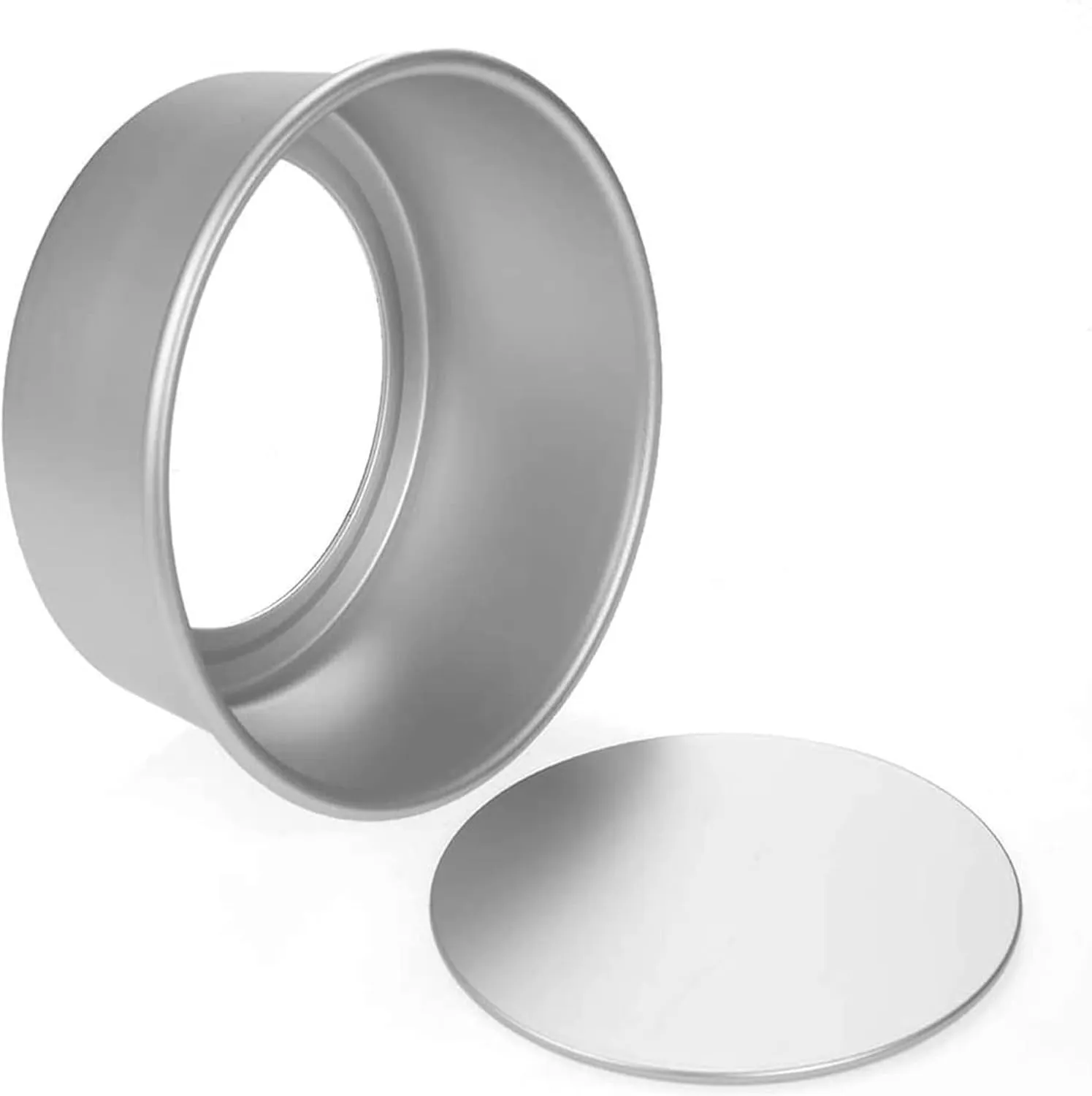 Sulfar 5Pcs Aluminum Alloy Round Cake Mould Chiffon Cake Baking Pan Pudding Cheesecake Mold Set With Removable Bottom, Silver