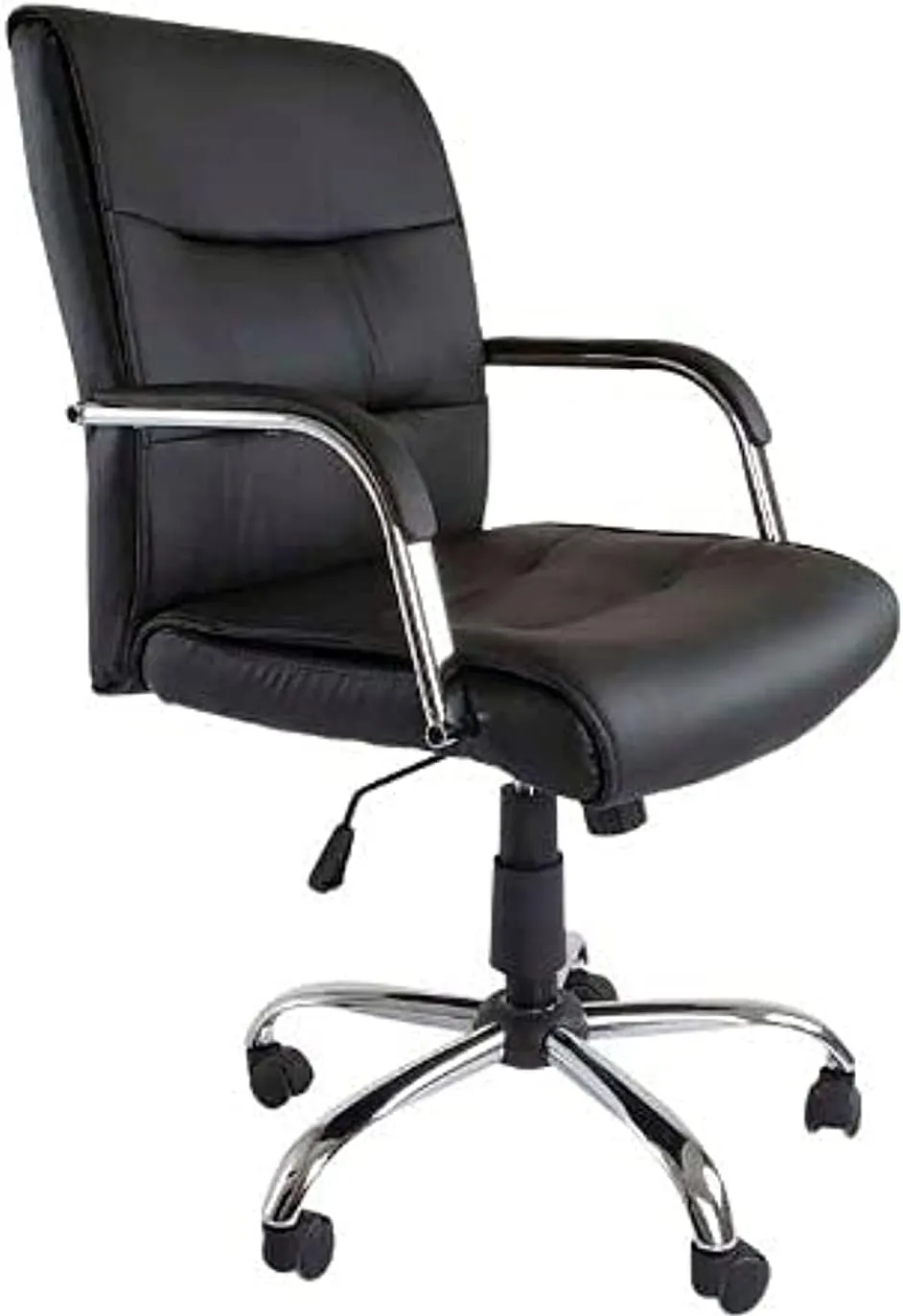 Mahmayi Nova 2203 Low Back PU Leather Ergonomic Chair Computer Chair with Thick Padded Armrest & Lumbar Support for Home & Office, PU Leather Executive Chair, Ergonomic Computer Desk Chair - Black
