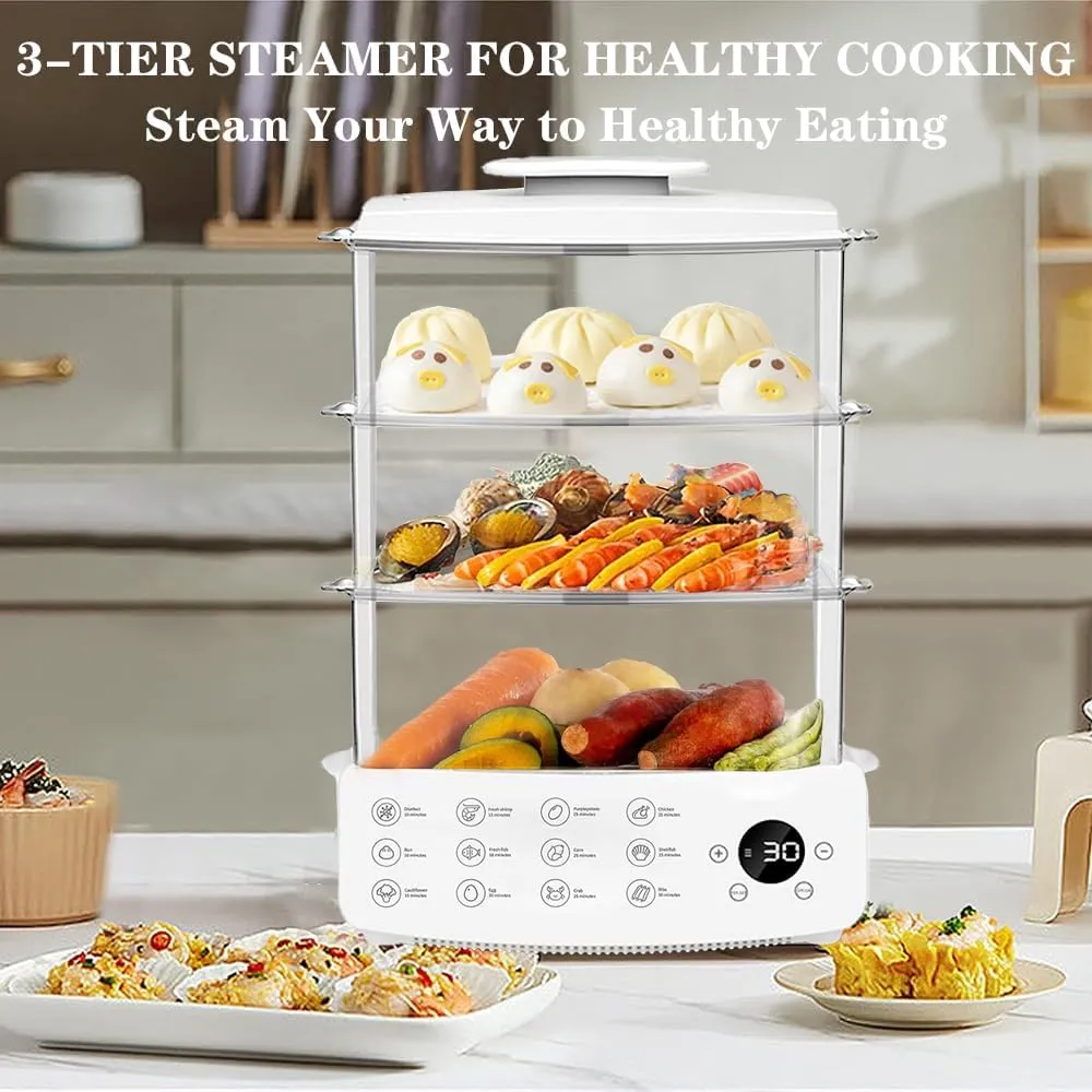 Multi-Function Electric Stainless Steel 3 Tier Steamer