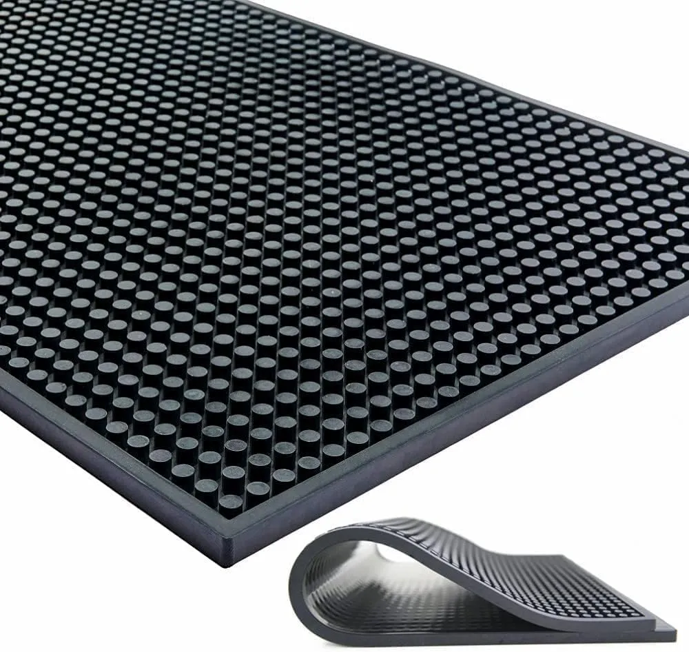 KASTWAVE Rubber Bar Mat, 1cm Thick Anti-skid Non-toxic Rubber Bar Mats for Countertop, Home Bar, Restaurants, Hide Stain Absorbent Backed Quick Drying Mat (45 * 30CM)