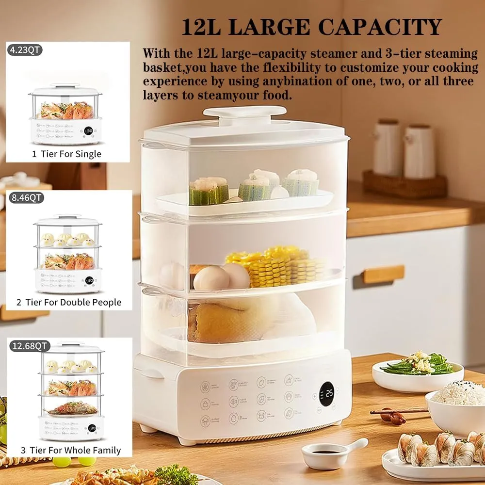 Multi-Function Electric Stainless Steel 3 Tier Steamer