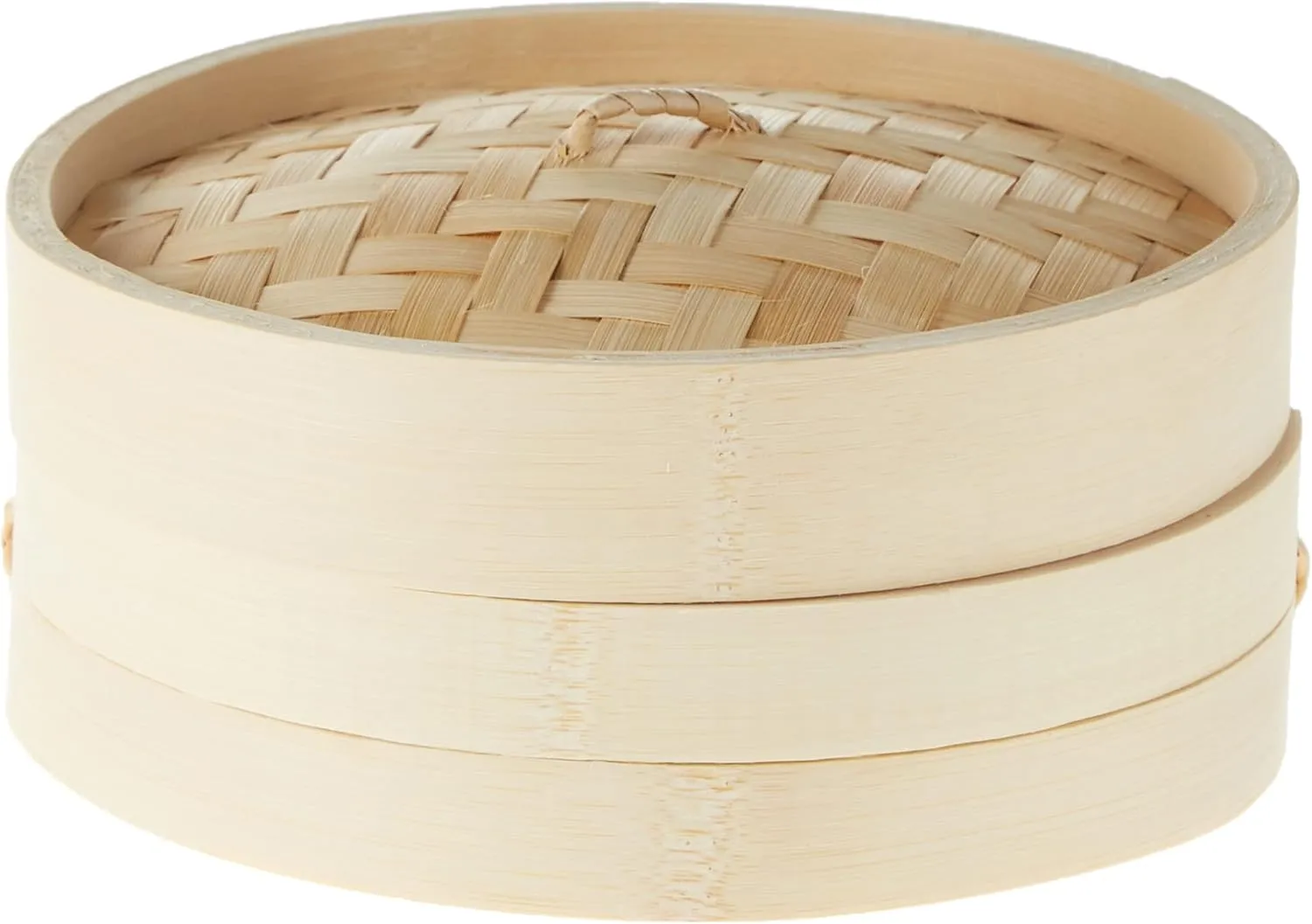 CuisineArt 20cm Bamboo Steamer, 1-Tier Organic Handmade Steam Basket with Lid, Chinese Food Steamers, 100% Natural Healthy Cooking, Perfect for Steamed Buns, Dumplings, Vegetables, Rice or Meat
