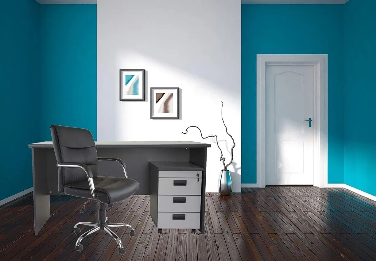 Mahmayi Nova 2203 Low Back PU Leather Ergonomic Chair Computer Chair with Thick Padded Armrest & Lumbar Support for Home & Office, PU Leather Executive Chair, Ergonomic Computer Desk Chair - Black