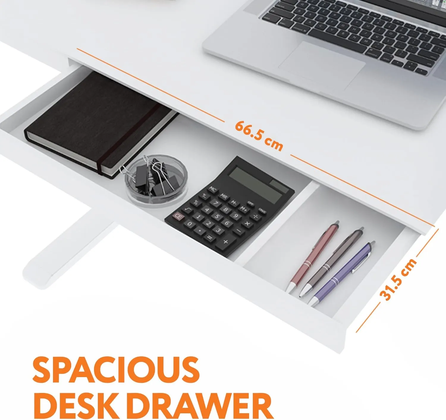 SkyLand Electric Height Adjustable Desk - Sit-Stand Workstation with Drawer, Wireless Charging, Tempered Glass, Memory Control, Child Lock, Dual USB and Type-C Ports - White Home Office Desk