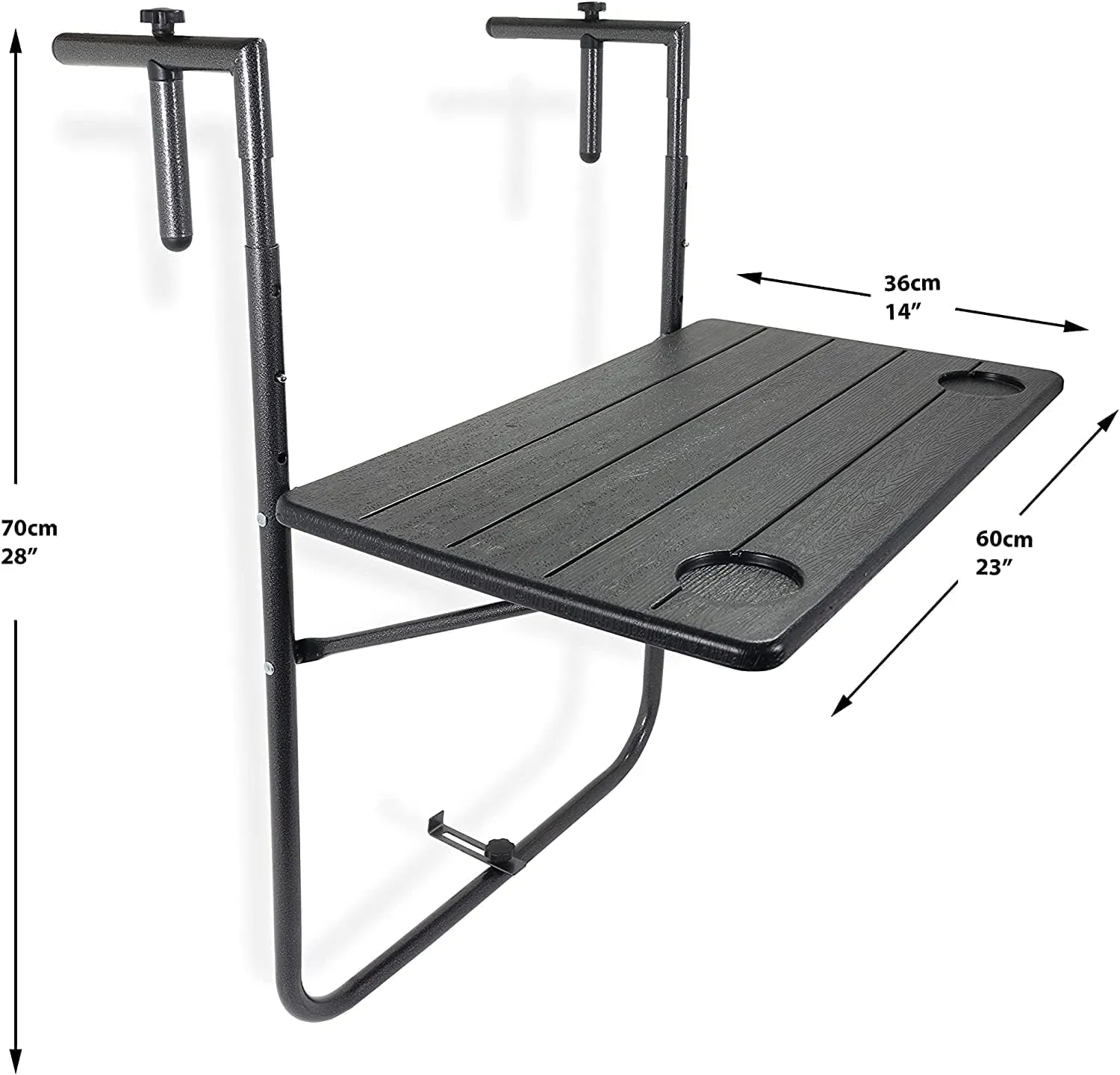 LANNY balcony table Folding Balcony Hanging Table, Portable Balcony Bar Table For Railings, Outdoor Wall-Mounted Floating Desks For Small Spaces, Brown 60 * 60cm