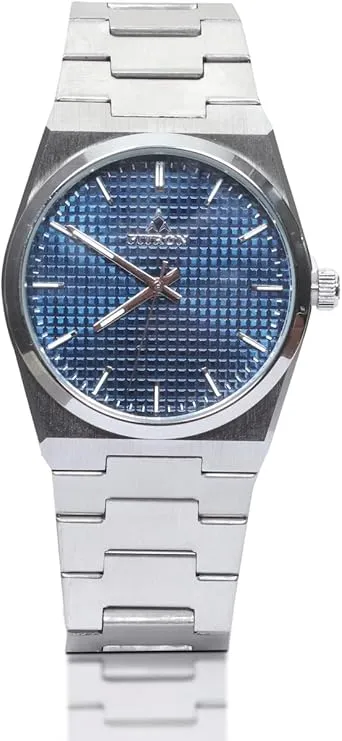 Fitron Men's Silver Wrist Watch, Dark Blue Dial, Silver Stainless Steel, Quartz