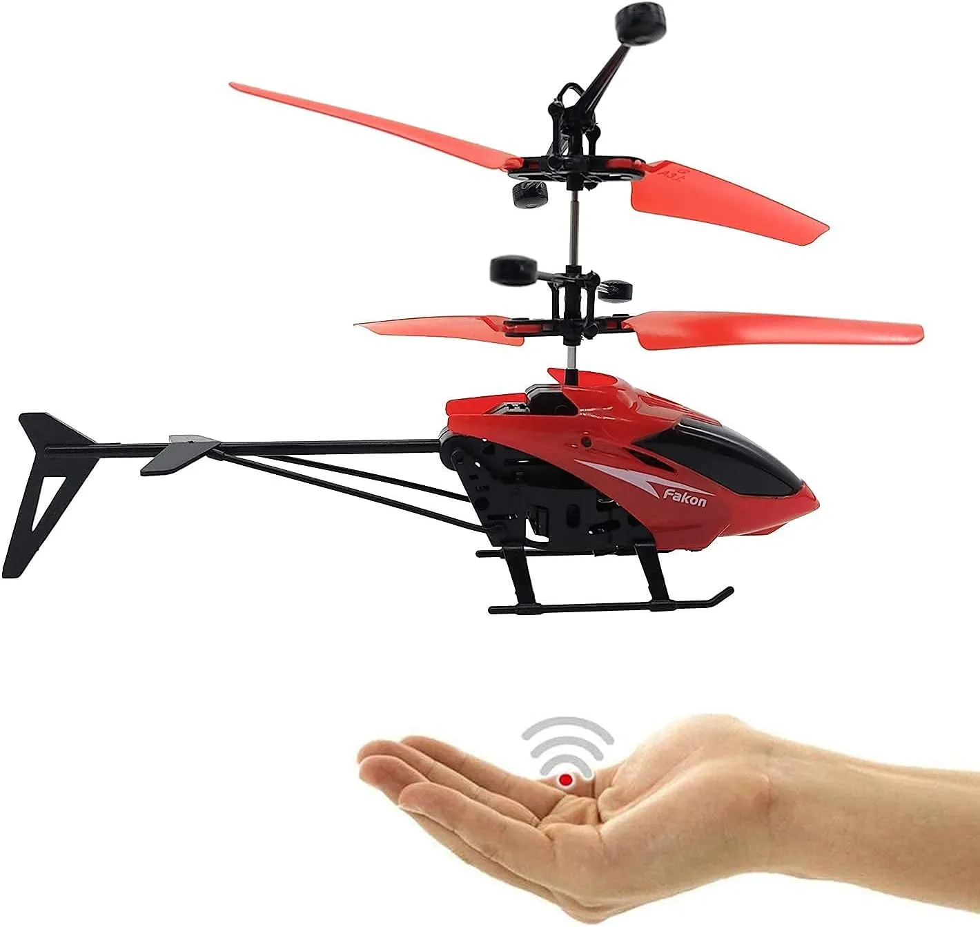 Zinvosy Toy Helicopter with Sensor and Remote Control Rechargeable Flying(Indoor & Outdoor) Helicopter Toy with 3D Light for Kids/Adults (RED)