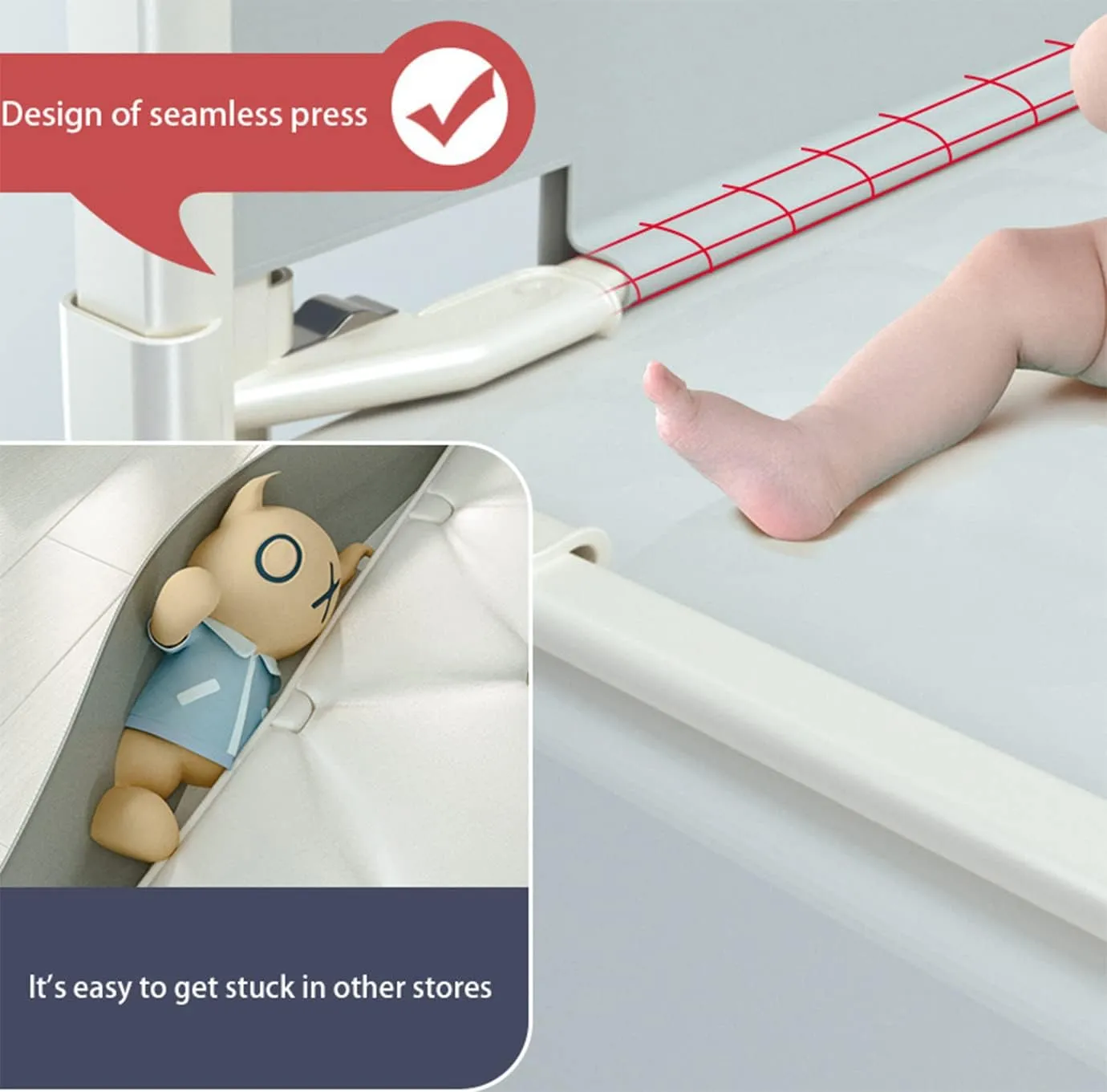 Solerconm Baby Guard Bed Rails for Toddlers-Multi Gear Adjustable Height Seamless Press Bed Guardrail for Kids Great Fit for Twin, Double, Full-Size Queen & King Mattress (180cm, animal park)