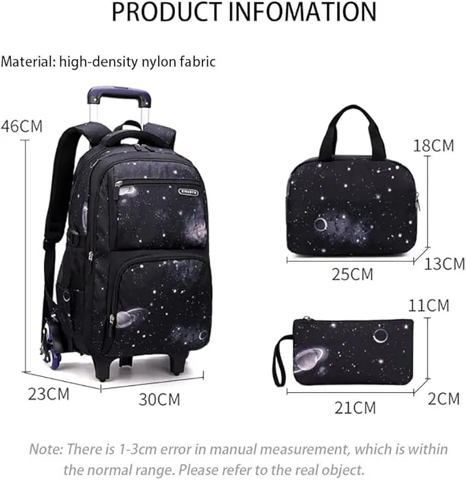 Kids Rolling Backpacks Large Capacity Children School Bag Wheeled Boys Girls Luggage Bag Fashion Printed Trolley Bags for Elementary and Middle School