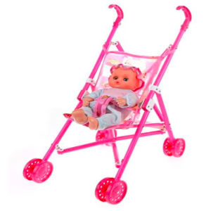 Dolls Buggy Stroller Pushchair Pram Foldable Girls Toy Doll Pram Baby Doll trolley doll - Image 1