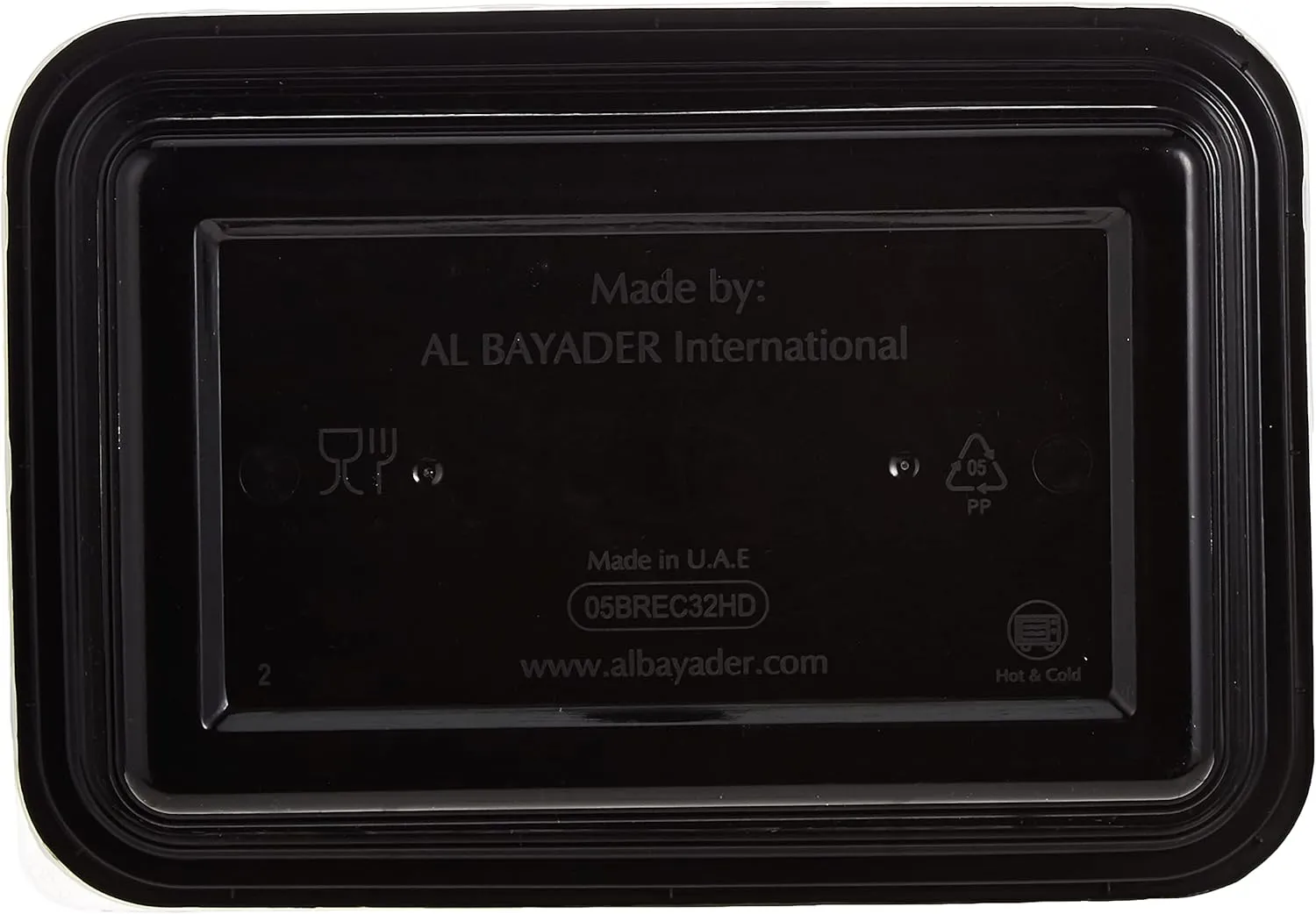 FUN BY AL BAYADER فن Black Rectangular Container with Lid 32oz Microwavable/Freezer/Oven/Dishwasher One Compartment (BPA-FREE) Food Containers, Lunch Box, Reusable, Disposable (Pack of 5)