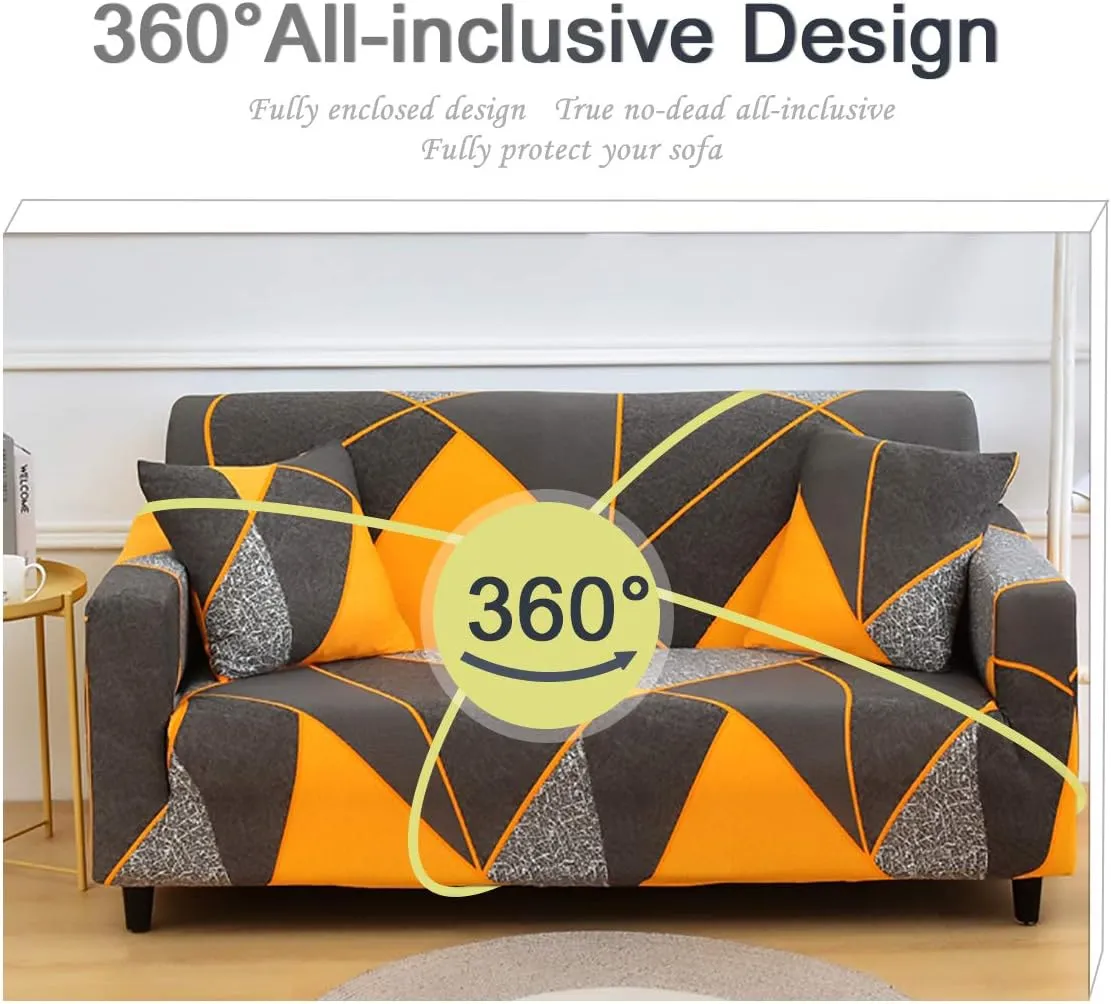 FengRise 1 Seater Cotton Stretch Sofa Slipcover Fashion Geometric Style All-inclusive Stretch Universal Sofa Cover Slipcover Washable Anti-Skid Stretch Soft Couch Cover For Living Room Bed Room