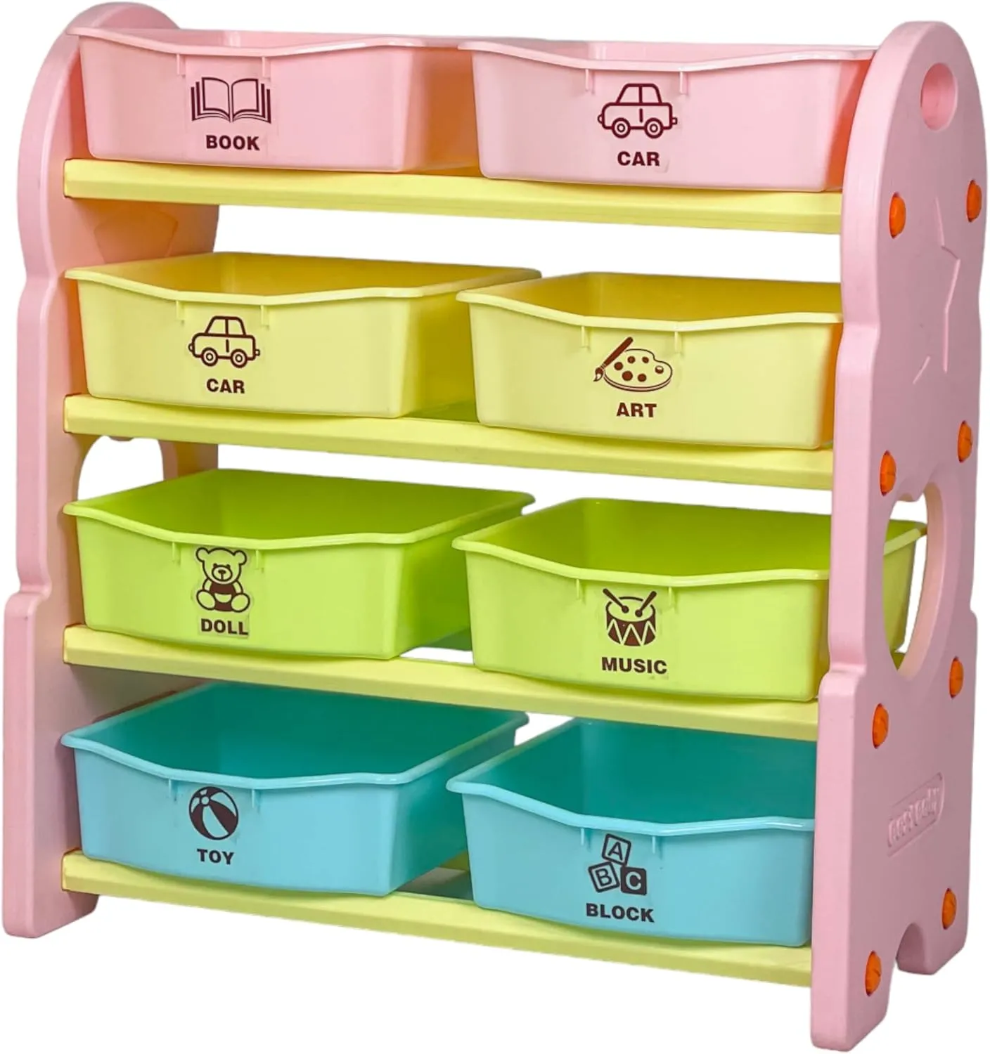 HC Home Canvas Children Deluxe Multi-Bin Toy Organizer with Storage Bins, Toys Storage Box for Girls, Kids Toy Box Storage - Pink2