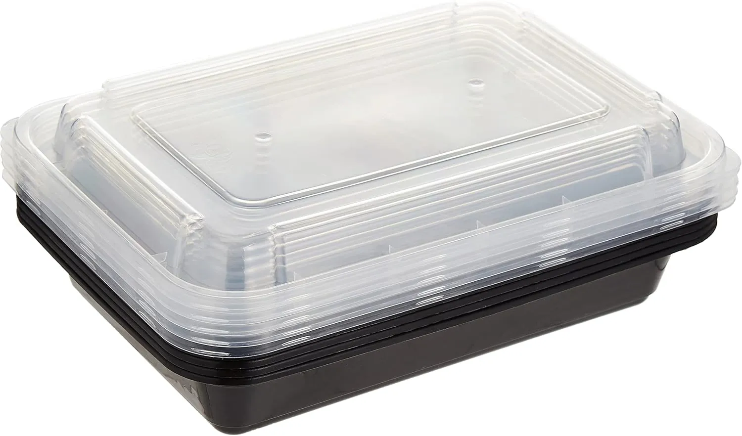 FUN BY AL BAYADER فن Black Rectangular Container with Lid 32oz Microwavable/Freezer/Oven/Dishwasher One Compartment (BPA-FREE) Food Containers, Lunch Box, Reusable, Disposable (Pack of 5)