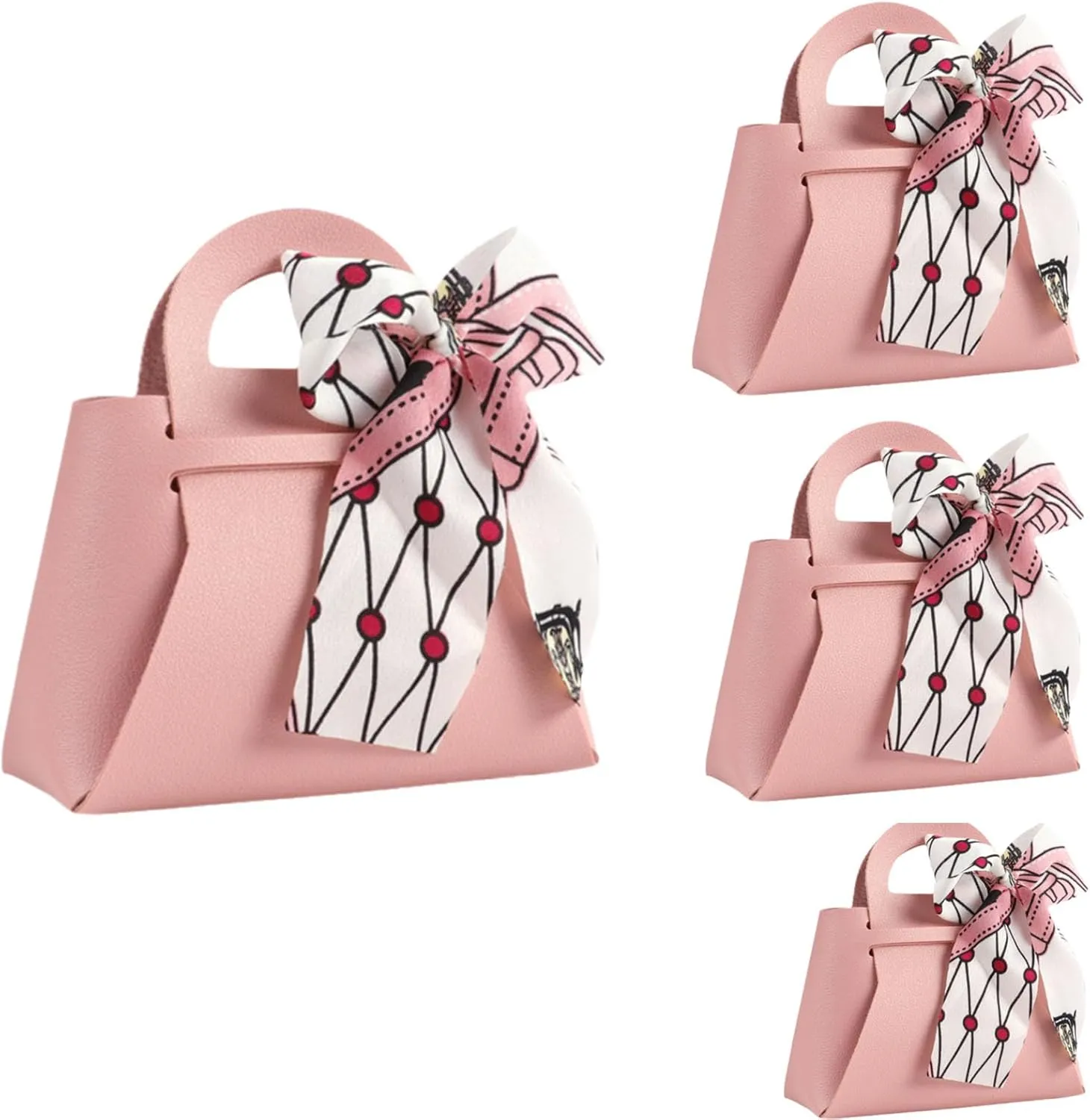 Tazweeq 18 Pcs PU Leather Wedding Candy Bag, Ribbon Elegant Gift Bag with Bow, Candy Bag With Handle Party Gift Bag, Reusable Mini Gift Bags for Birthdays, Baby Shower,Weddings,Party Favor