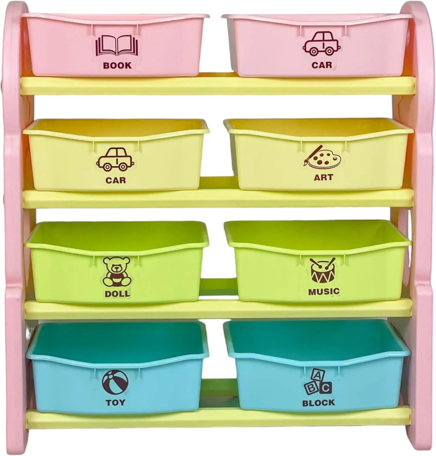 HC Home Canvas Children Deluxe Multi-Bin Toy Organizer with Storage Bins, Toys Storage Box for Girls, Kids Toy Box Storage - Pink2