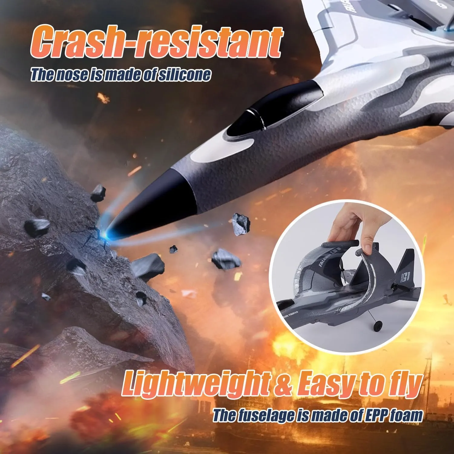 Masroo 3CH RC Airplane, RC Plane with Night Light, 2.4GHz F-22 Remote Control Airplane with 6-axis Gyro Stabilizer Easy to Fly Fighter Aircraft for Adults Kids Beginners Boys