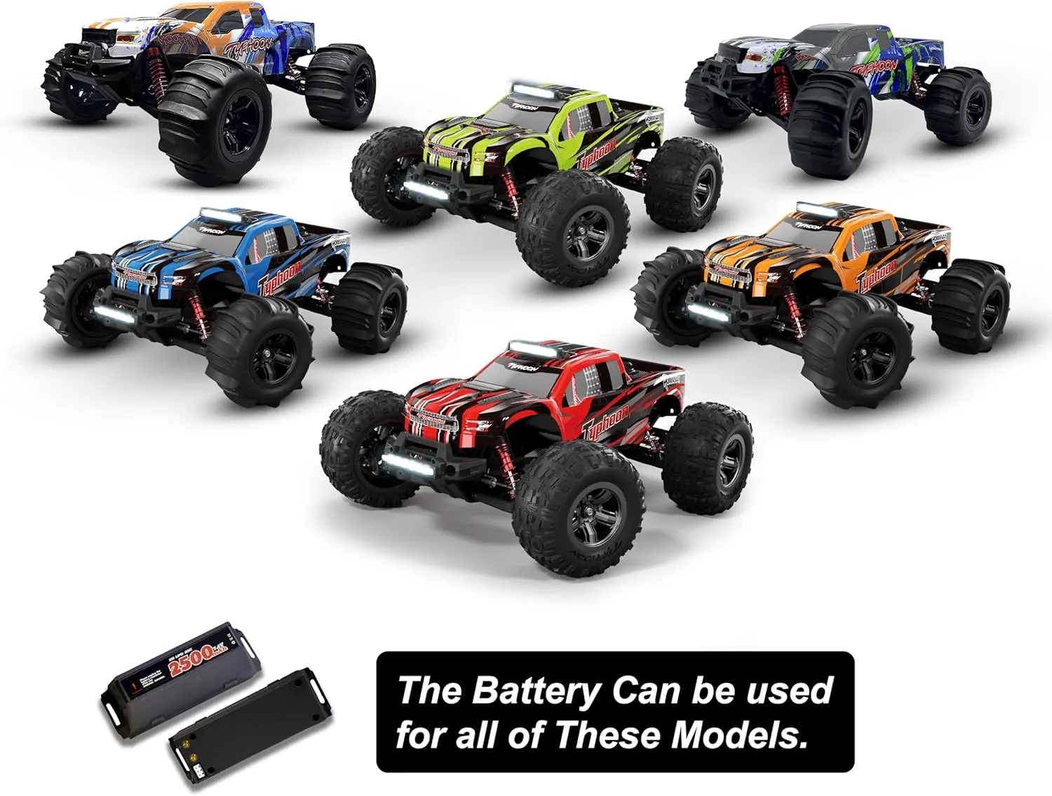 Mytoys High Power Upgraded 7.4V2500mAh Rechargable Battery for Mytoys Hobbiway Typhoon RC Car (1)