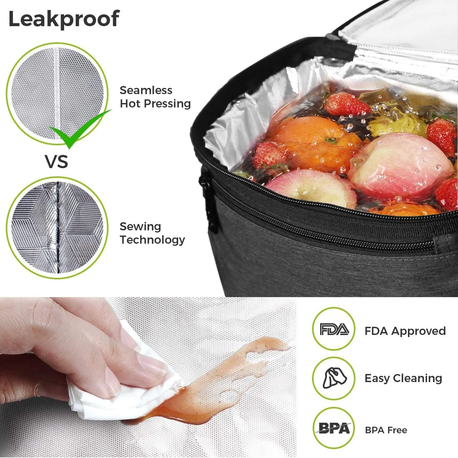 Hap Tim Lunch Box Insulated Lunch Bag Large Cooler Tote Bag for Adult,Men,Women, Double Deck Cooler for Office/Picnic (AE-16040-DG)