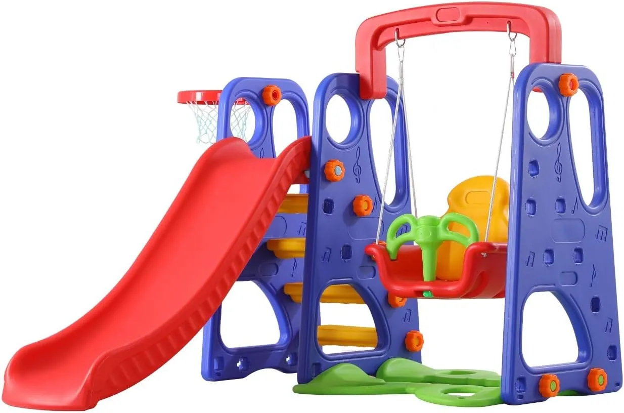X IANGYU Toys Slide and Swing with Basketball Ring 3 in 1 Set Multi Color For Kids Activities Games