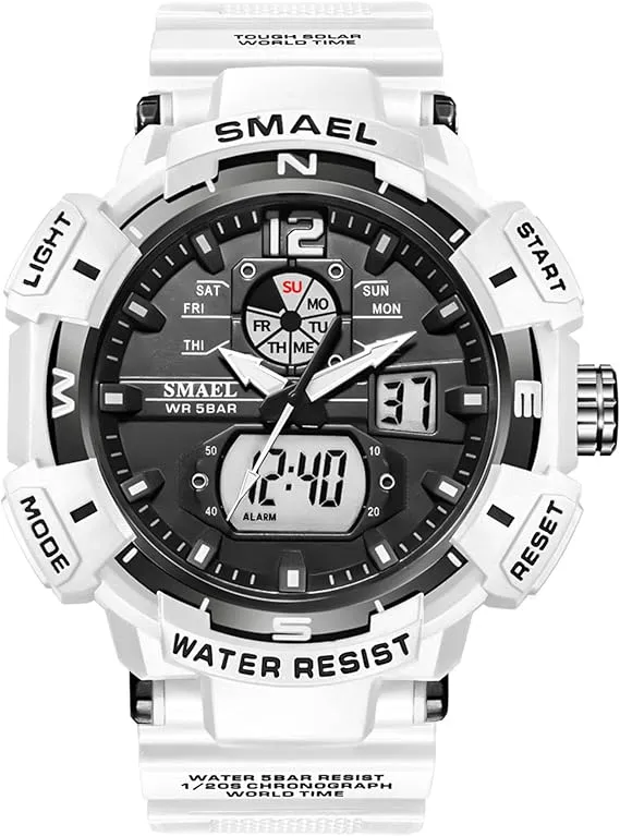 FANMIS Mens Analog Digital Sports Watch Large Face Outdoor Sports Waterproof Military Wrist Watches with Date Multifunction Tactics LED Army Stopwatch