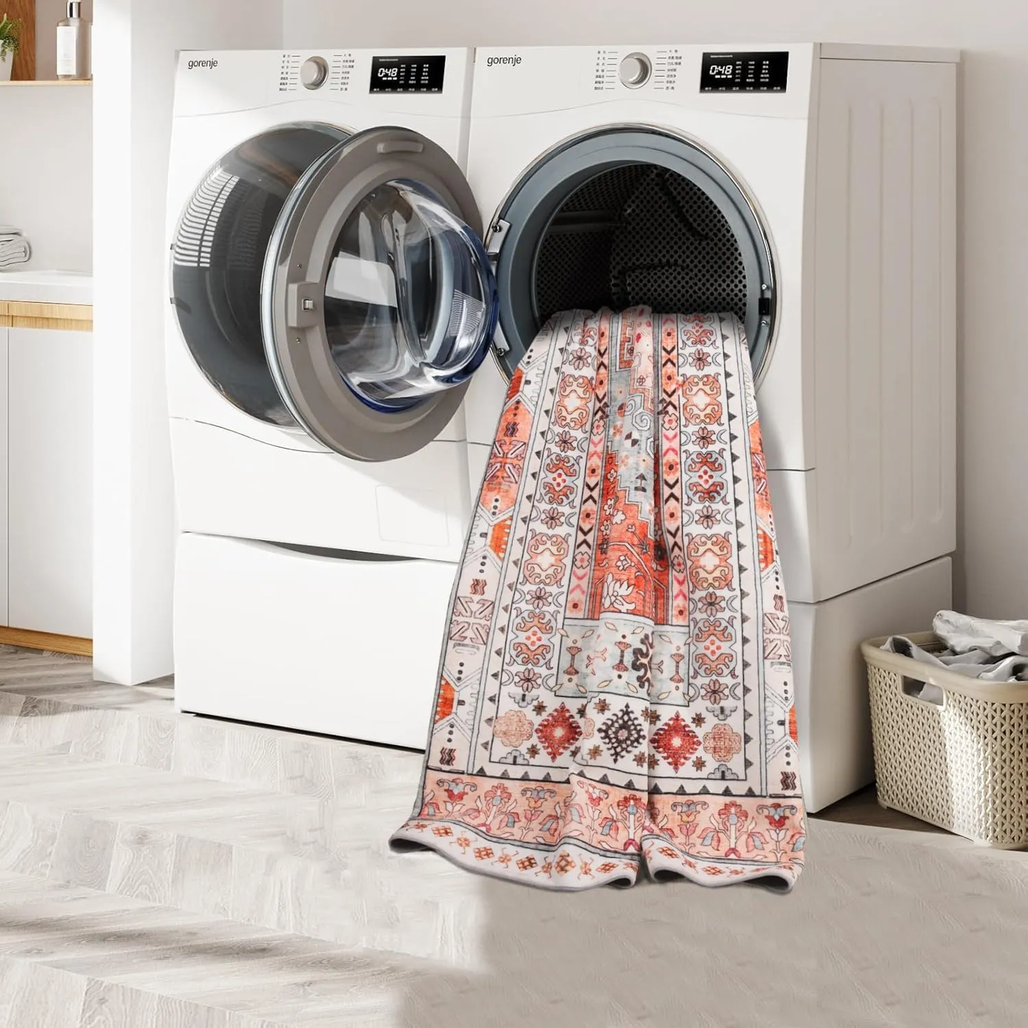 Heifgott Area Rug 200x300cm Carpet Anti-Slip Backing Rug Washable Rug Area Rug Stain Resistant Rugs for Living Room, Foldable Machine Washable Area Rug (Orange Jacinth)