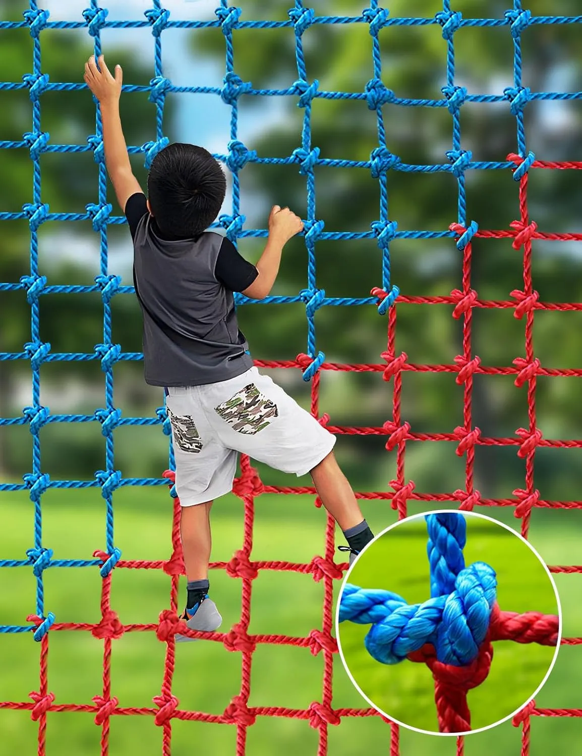 JumpTrzz Climbing Cargo Net, Polyester Playground Climbing Net, Heavy Duty Large Military Climbing Net for Kids Outdoor, Kids Safety Protection Net, Rope Ladder, Jungle Gyms, Swingset, Treehouse