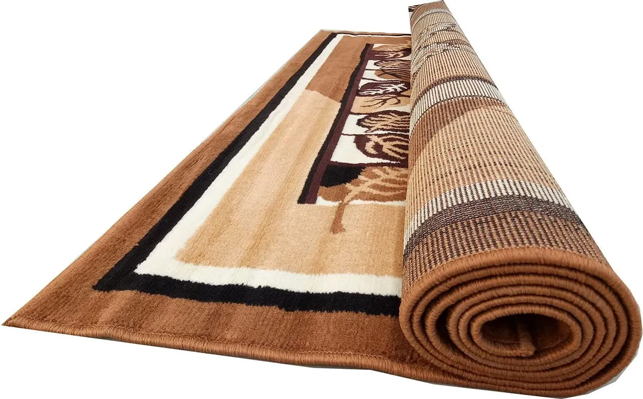 Sifa Carpet Super Softness Floral Design Rectangular Carpet For Living Room (Gold Color 1.5X5 Feet)