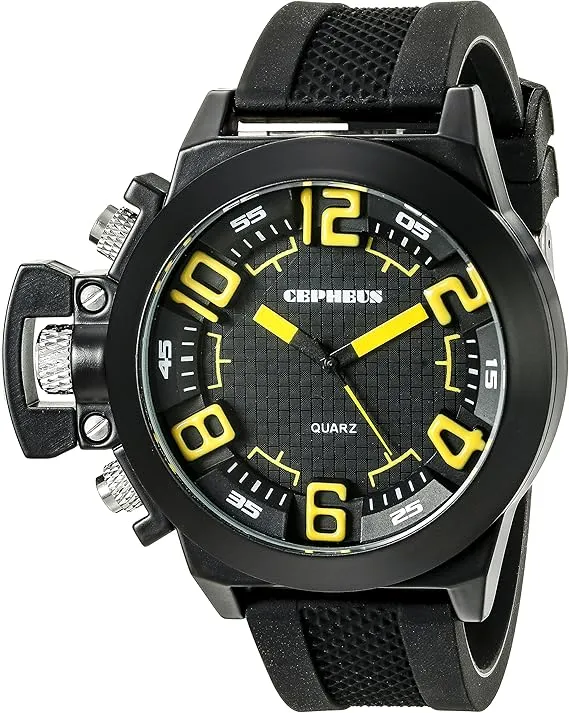 Cepheus Men's Quartz Watch with Black Dial Analogue Display and Black Silicone Strap CP901-622C