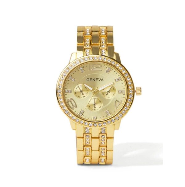 Geneva Women's Water Resistant Stainless Steel Analog Watch AWNTG-01-W0011-37 mm - Gold