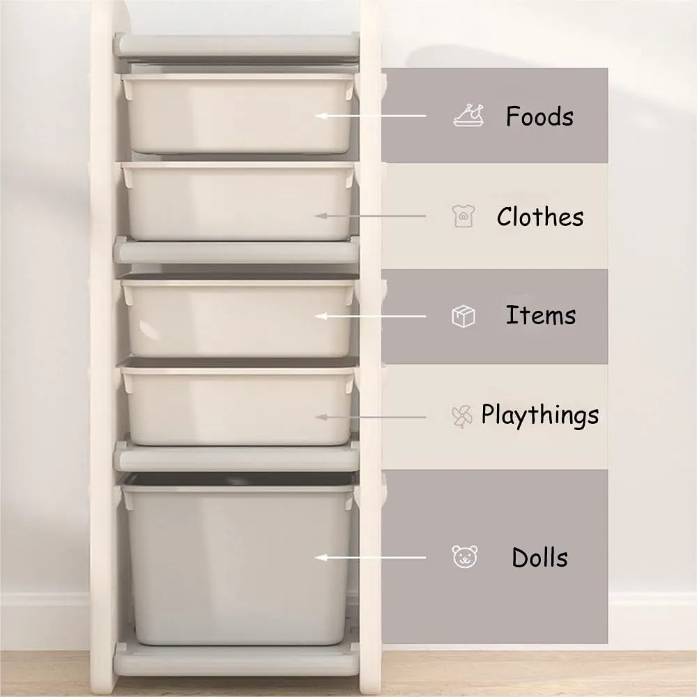 Kariys Children's Cartoon Small Train Storage Rack, Floor Finishing Cabinet, Removable Multi-Layer Large Capacity Toy Book Storage Rack