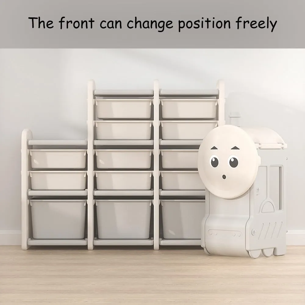 Kariys Children's Cartoon Small Train Storage Rack, Floor Finishing Cabinet, Removable Multi-Layer Large Capacity Toy Book Storage Rack