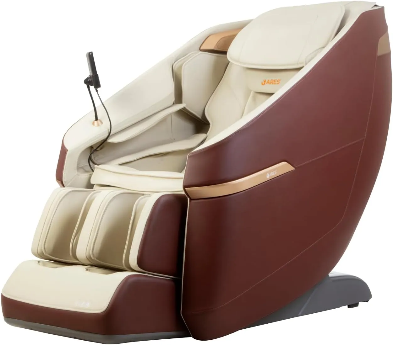 ARES uClass Massage Chair | Magnetic Massage Mechanism | 22 Auto Programs | Waist and Leg Heating Therapy | Intelligent Voice Control|3 Zero Gravity Position|Bluetooth Speakers (Beige with Burgundy)