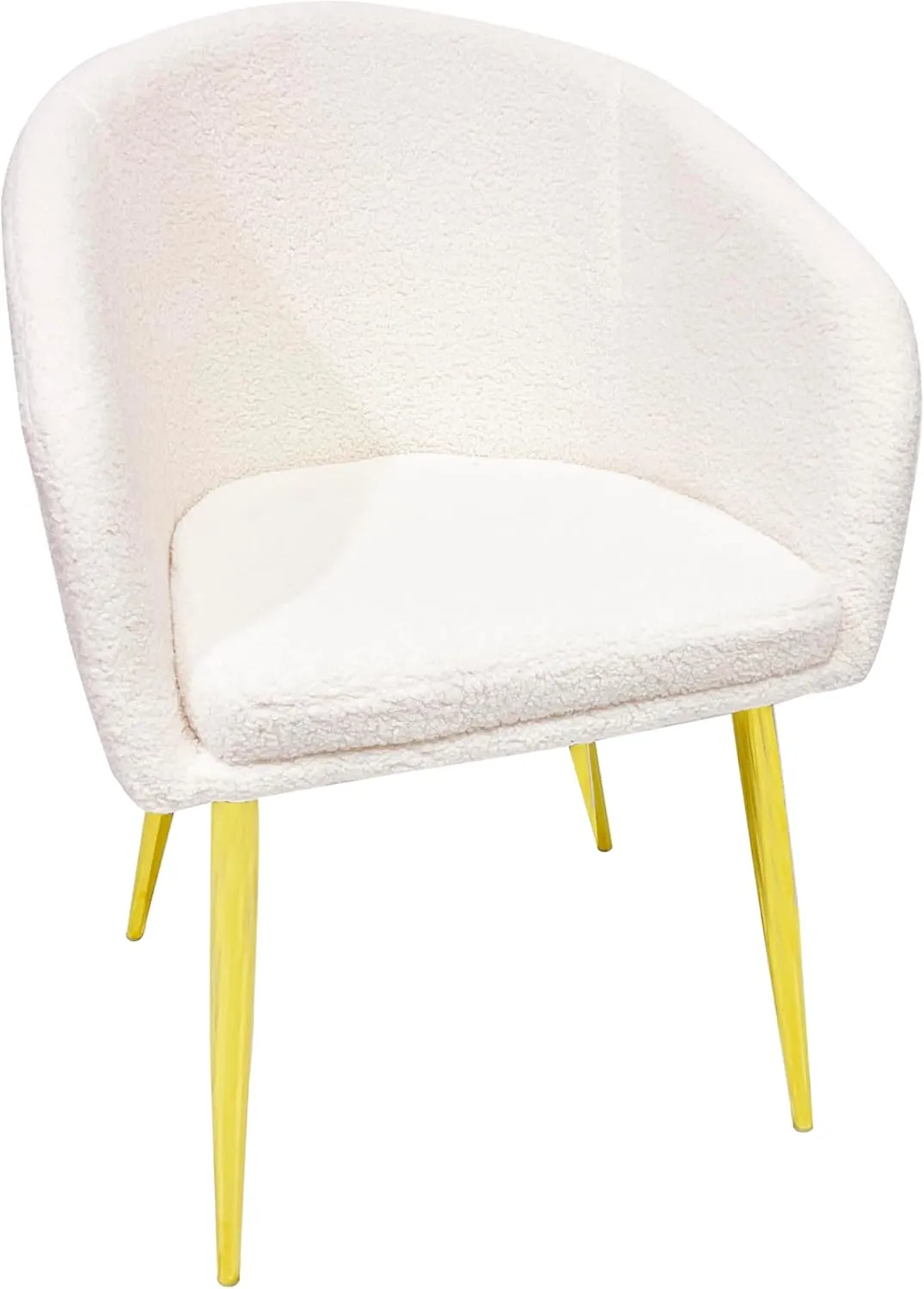 Maple Home Decoration Velvet Chairs Modern Accent Dining Chairs Comfy Upholstered Living Room Furniture Leisure Chairs with Golden Metal Leg (White)