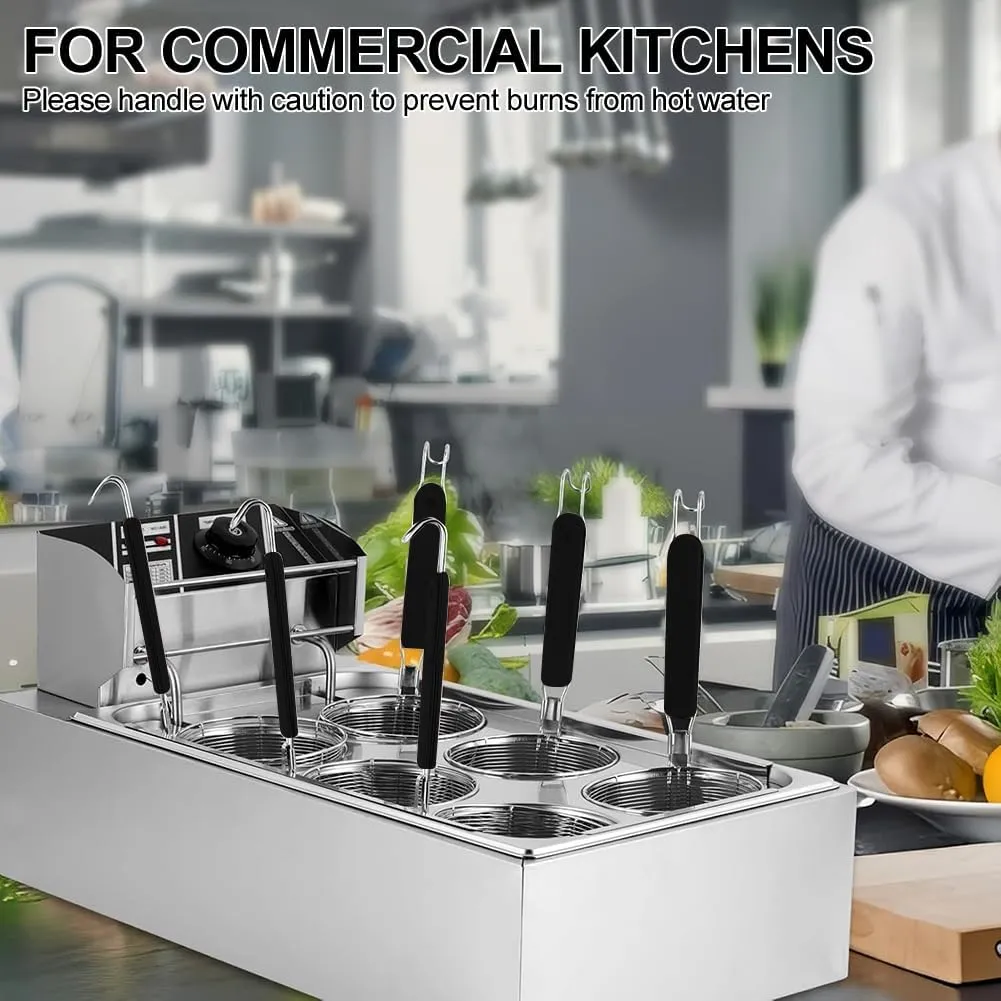 Jouystore Commercial Pasta Cooker, Noodle Cooking Machine, Restaurant Boiling Equipment with 6 Basket Stainless Steel Noodle Filter, 50-250℃ Temperature Adjustable