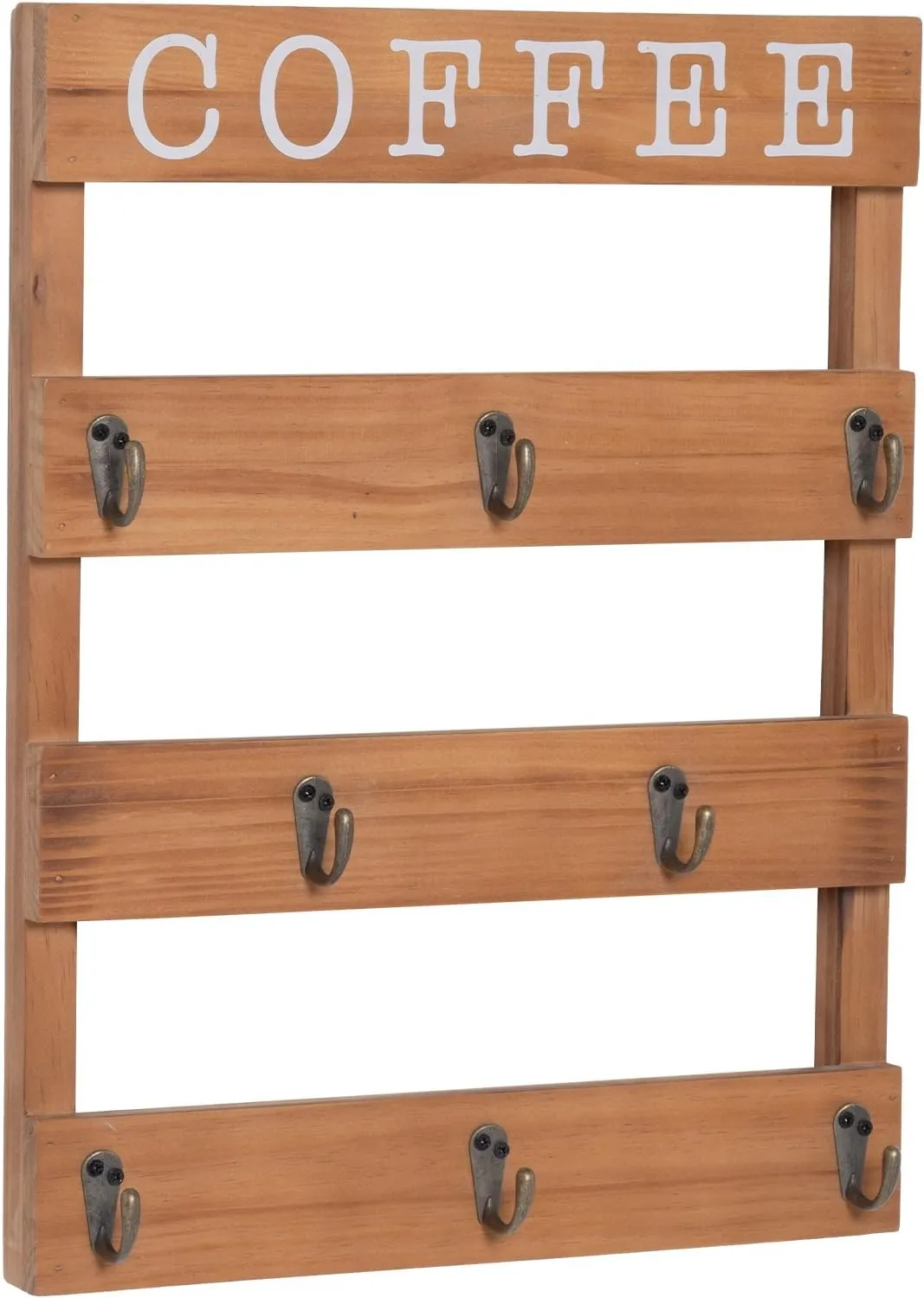 EMAISON Coffee Mug HolderEmaison Coffee Mug Holder, Wall Mounted Rustic Wood Cup Organizer with 8 Hooks for Home, Kitchen Display Storage and Collection（Brown,15 x 2.5 X17.7 inch） Brown ESON800003