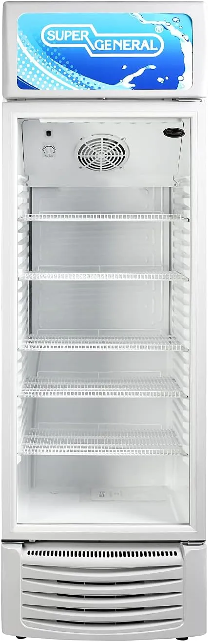 Super General 450 Liter Gross Single-Door Chiller, Upright Beverage-Showcase, Energy-saving, low-noise, White, SGSC-455-N, 66 x 57 x 210 cm, 1 Year Warranty
