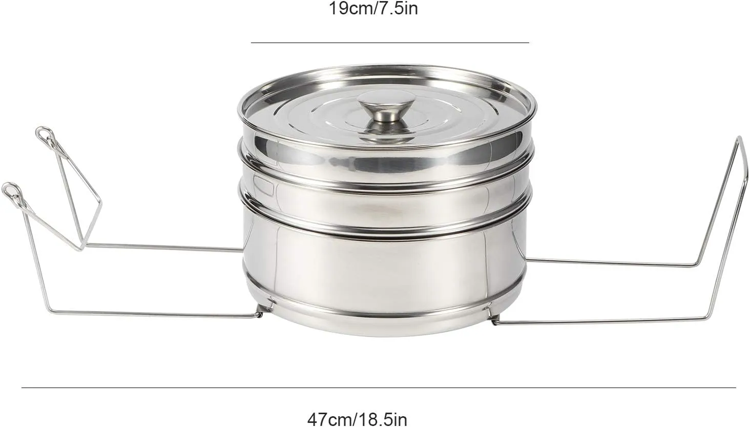 KOSDFOGE Stackable Steamer Insert Pans, 3 Tier Stainless Steel Steamer Cooker Pot Set Cook Food Pressure Pot Accessories, Great for Steaming Rice, Vegetables, Meat, Fish or Soup.