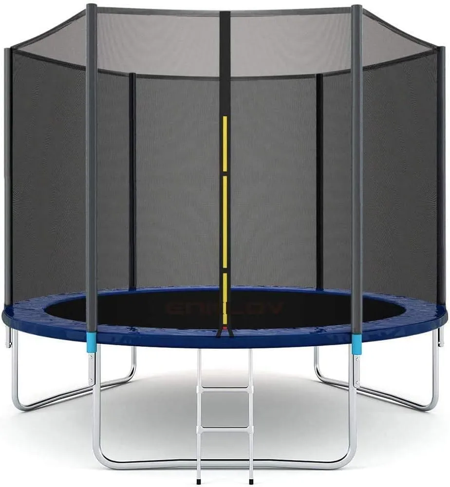 Enklov Trampoline, Kids Outdoor Trampolines Jump Bed With Safety Enclosure Exercise Fitness Equipment (8Ft)