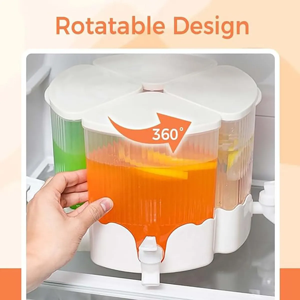 ALMEKAQUZ 360° Rotatable Beverage Dispenser for Fridge, 1.5 * 4 L Drink Dispenser with Spigot Iced Juice Water Container with Stand for Parties (White with Stand)