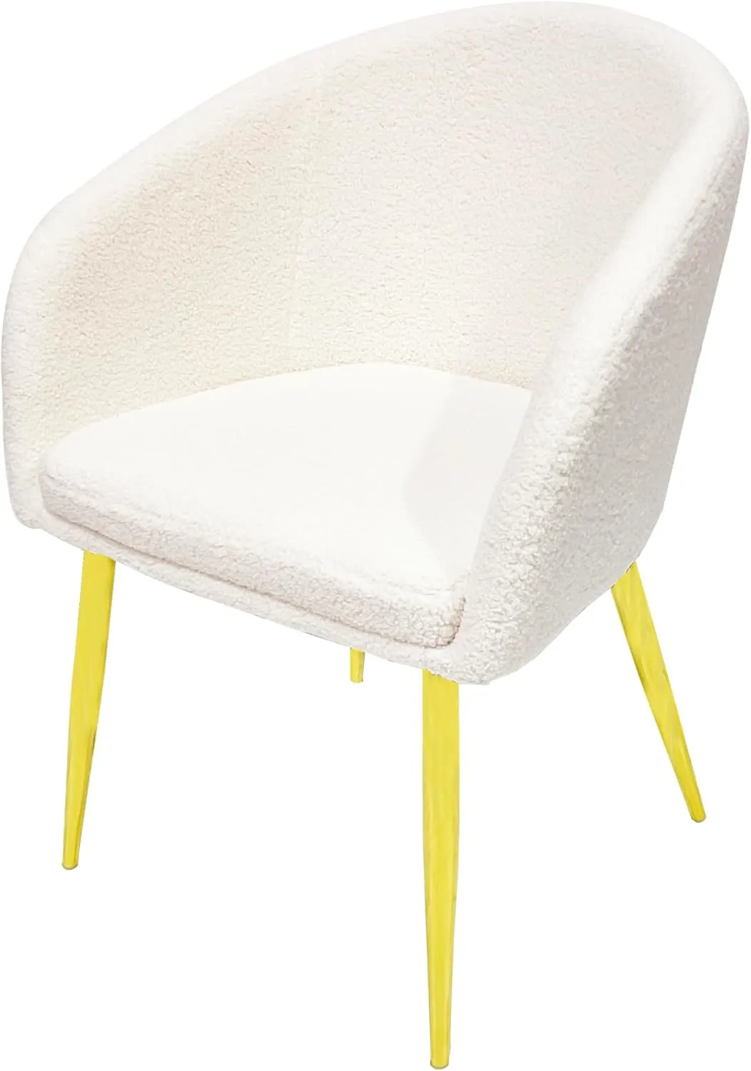 Maple Home Decoration Velvet Chairs Modern Accent Dining Chairs Comfy Upholstered Living Room Furniture Leisure Chairs with Golden Metal Leg (White)