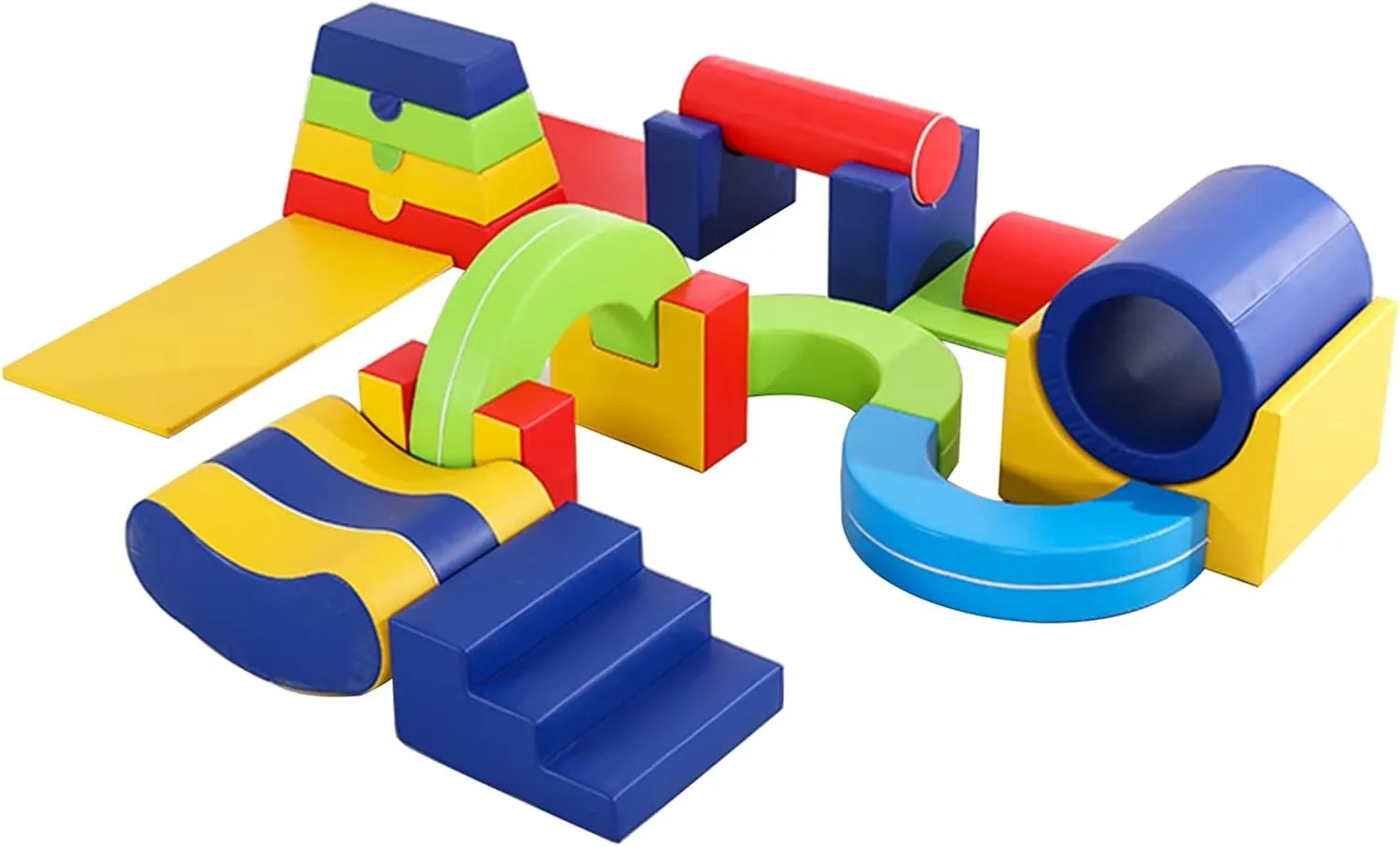 Climbing blocks Indoor Soft Foam Building Blocks For Kids, Children's Color Climbing Crawling Tunnel Kindergarten Nursery Large Activity Play Toys, 17 Piece Set