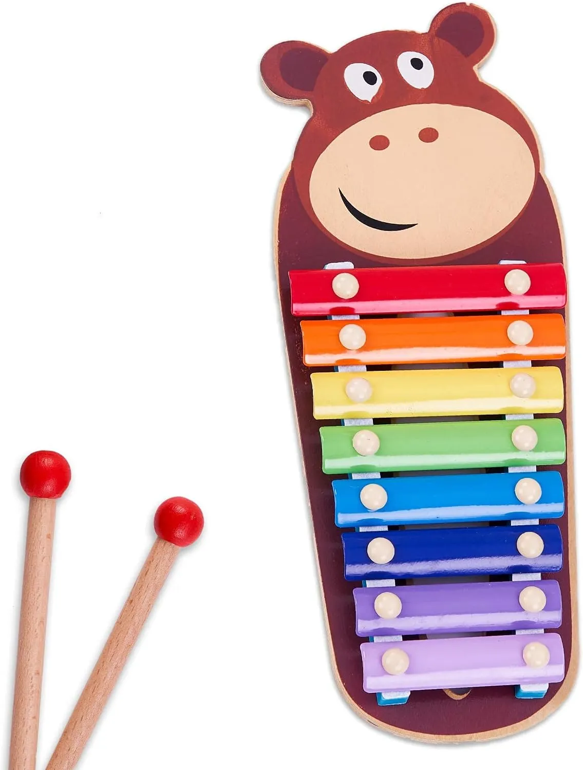 Baybee Wooden Xylophone Musical Toy for Kids with 8 Knots, Non-Toxic Animal Shaped Xylophone with Colors, Musical Instrument Toy for Kids, Toys Enhance Motor Skills & Hand Eye Coordination (Bear)