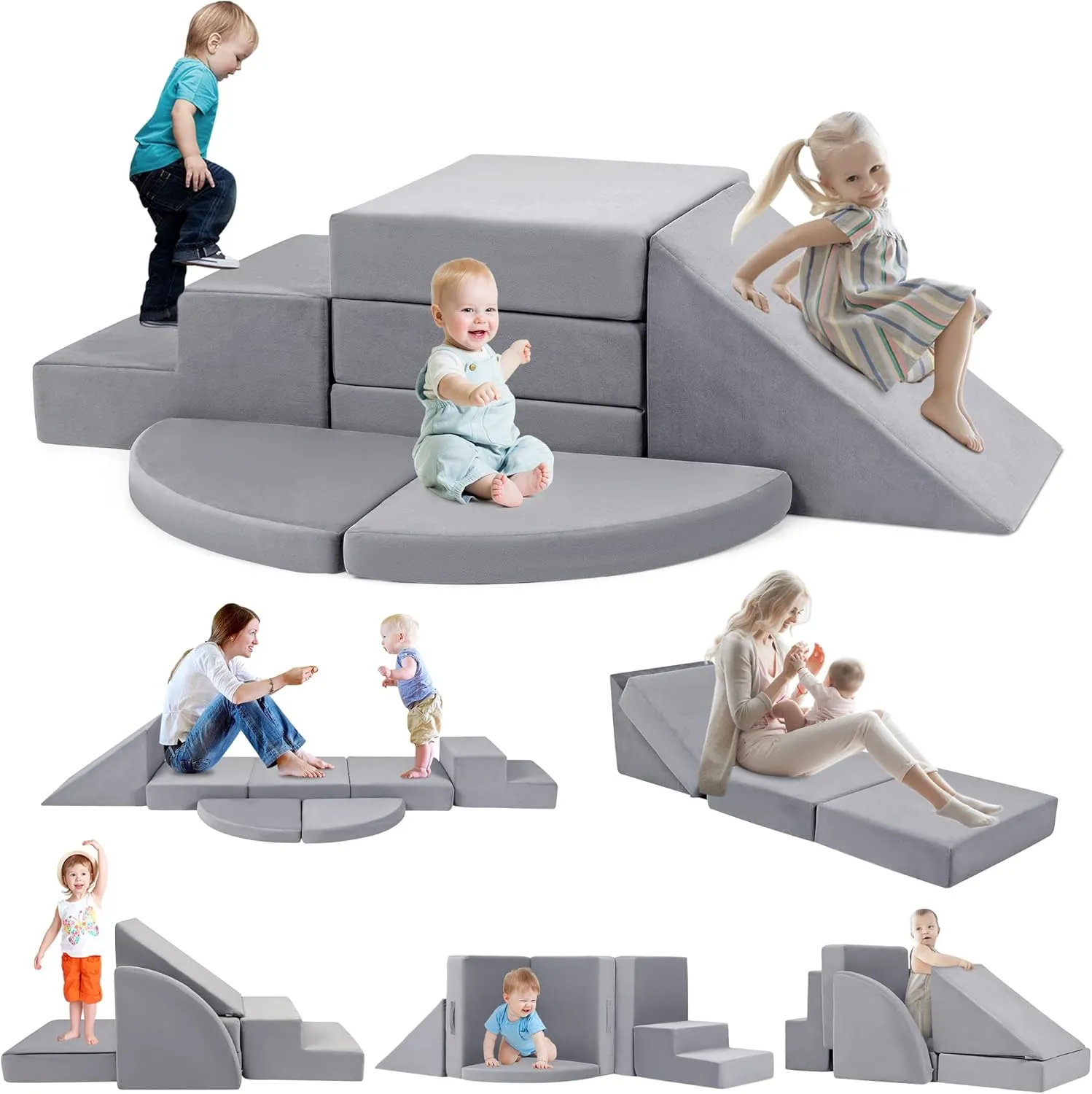 Tykacna 5pcs Foam Climbing Blocks for Toddlers 1-3, Safety First Baby Climbing Blocks Indoor,Soft Play Toys for Infant, Ideal Crawling and Exploration Play Set for Baby Gym/Toddler Playground