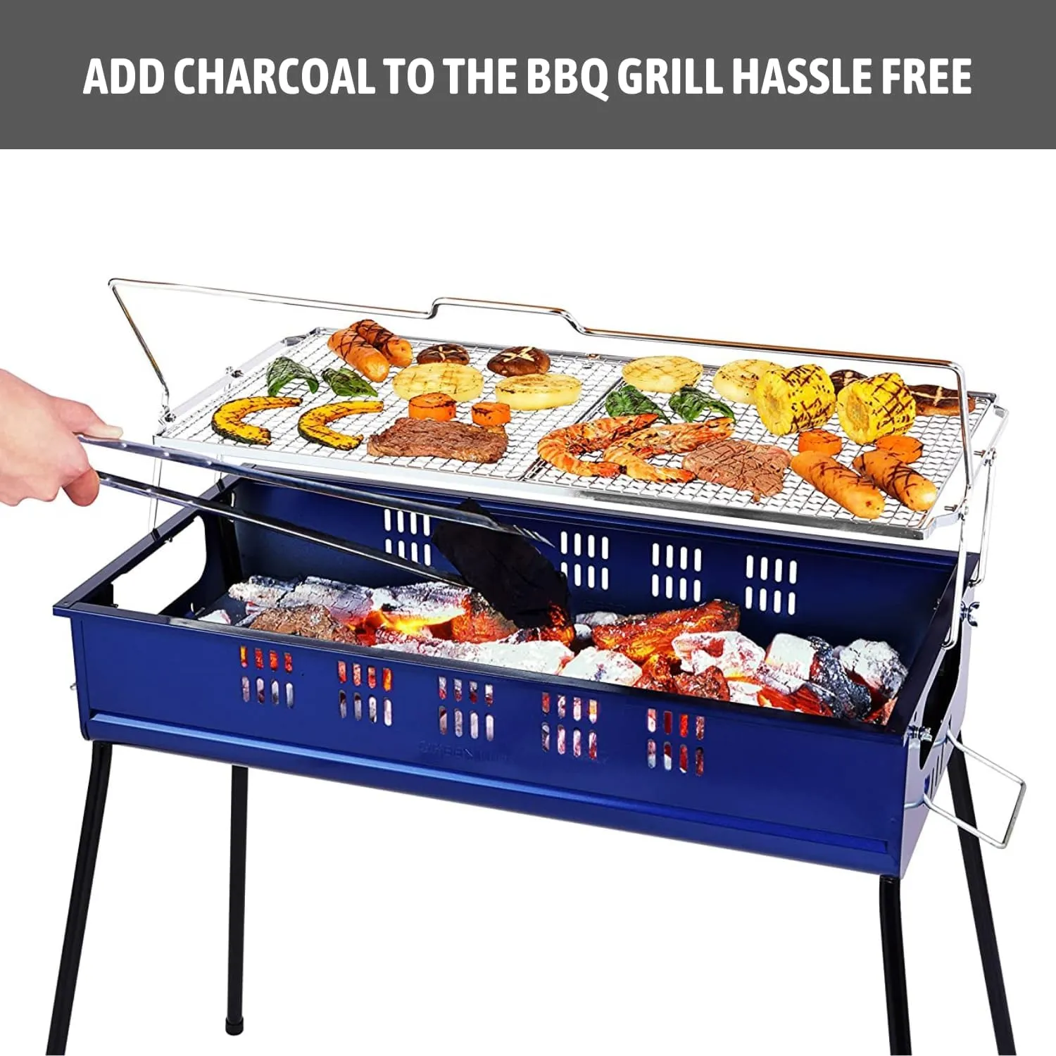 Procamp | MADE IN JAPAN | Charcoal Barbecue with Liftable Grill - Rust Resistant Portable BBQ Grill | Cooks for 5-7 Persons | Easy to Dismantle Grill for Outdoor Camping, Patio Cooking, BBQ Party