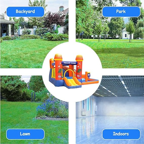 Triple the Fun! Inflatable Bouncy Castle, Slide & Trampoline Combo