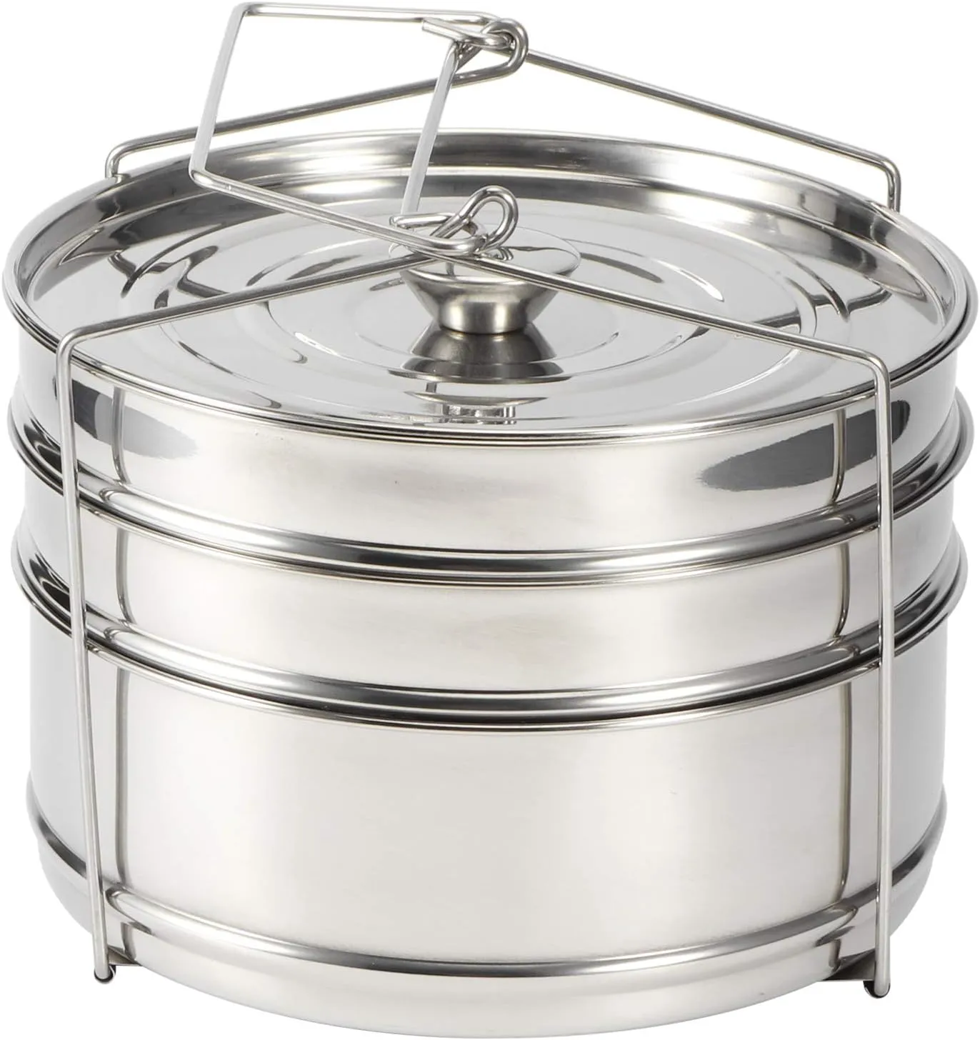 KOSDFOGE Stackable Steamer Insert Pans, 3 Tier Stainless Steel Steamer Cooker Pot Set Cook Food Pressure Pot Accessories, Great for Steaming Rice, Vegetables, Meat, Fish or Soup.