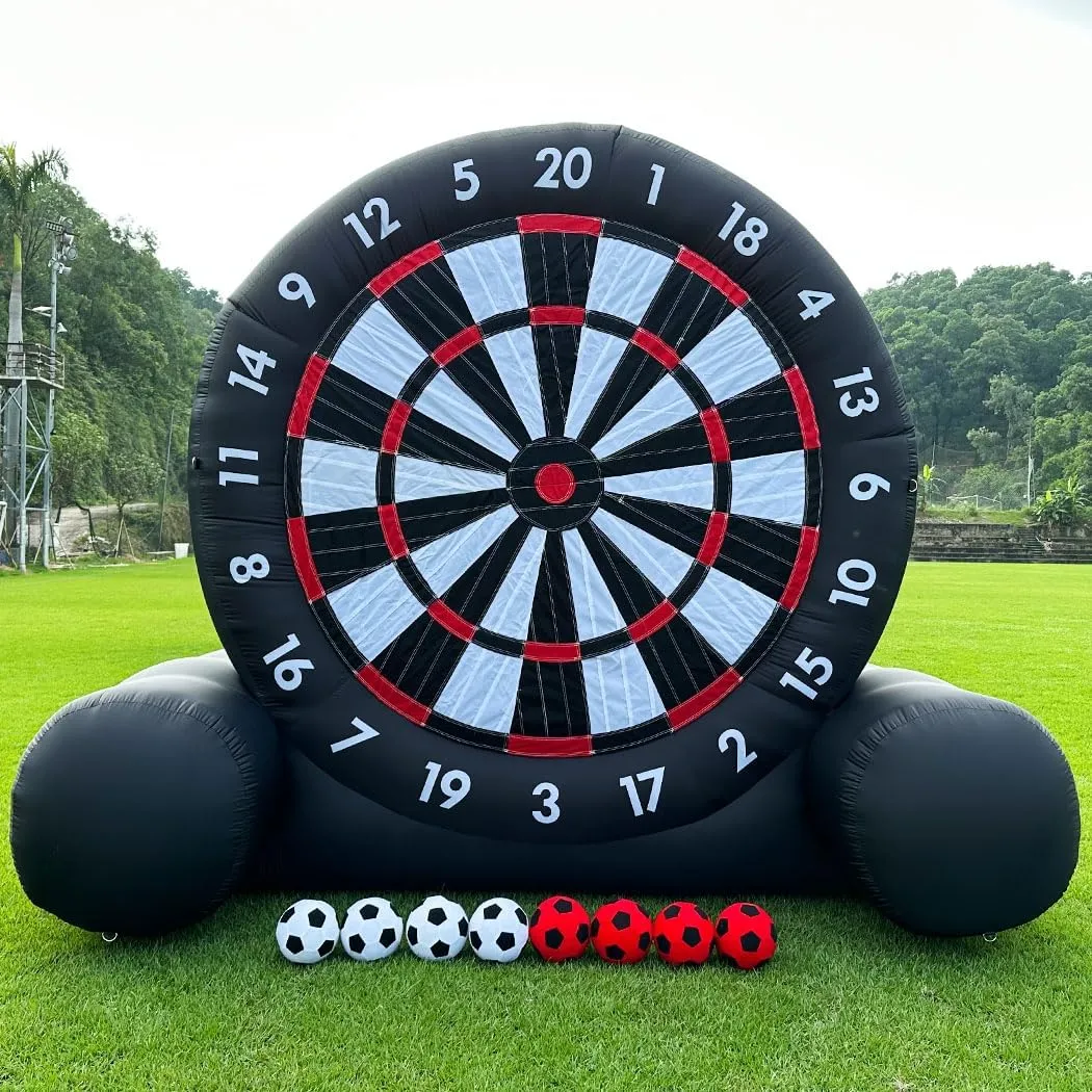 Giant Outdoor Inflatable Soccer Darts Board with 8pcs Soccer Ball &350W Blower&Support Frame for Inflatable Kick Dartboard Sport Game-Air Sealed-Double-Sided Score Board