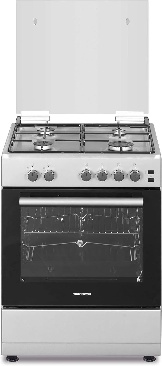 Wolf Power 60 Cm, Gas Cooking Range With 4 Gas Burners, Automatic Ignition, Stainless Steel, Wcr6060Fs, 1 Year Warranty